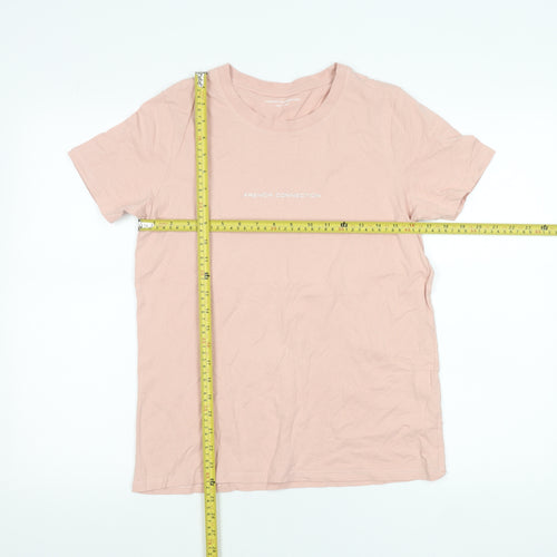 French Connection Womens Pink Cotton T-Shirt Size S Short Sleeve