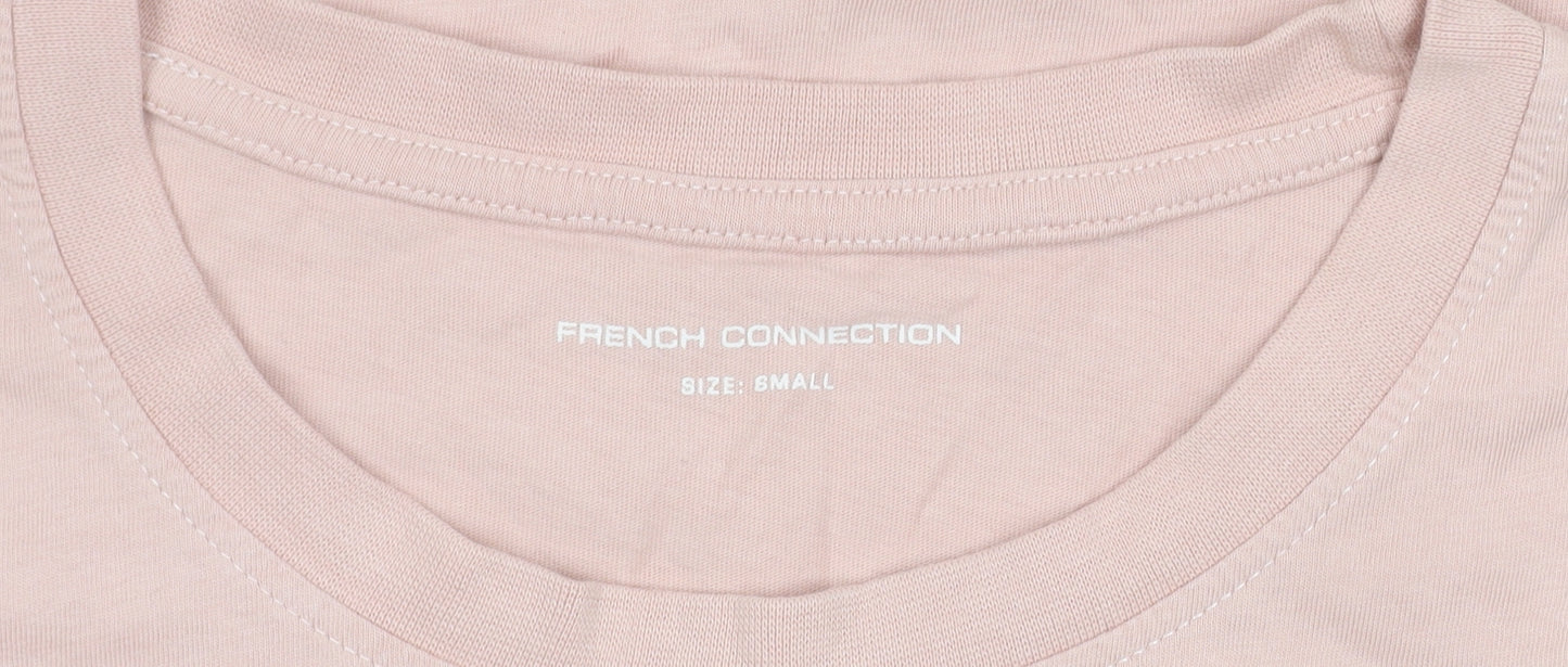 French Connection Womens Pink Cotton T-Shirt Size S Short Sleeve
