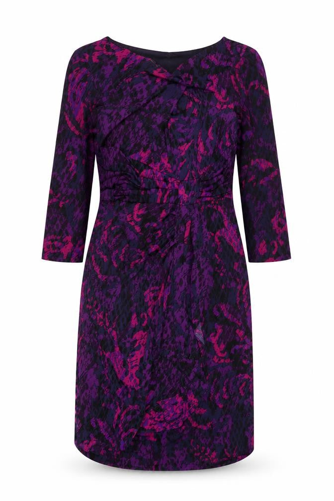 Gina Bacconi Womens Purple Animal Print Sheath Dress Size 14