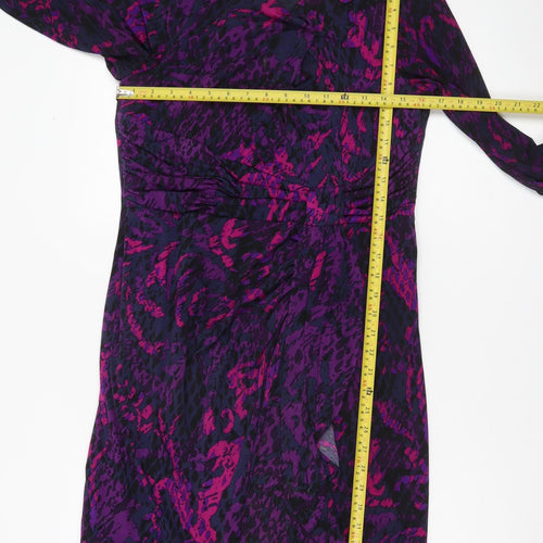 Gina Bacconi Womens Purple Animal Print Sheath Dress Size 14
