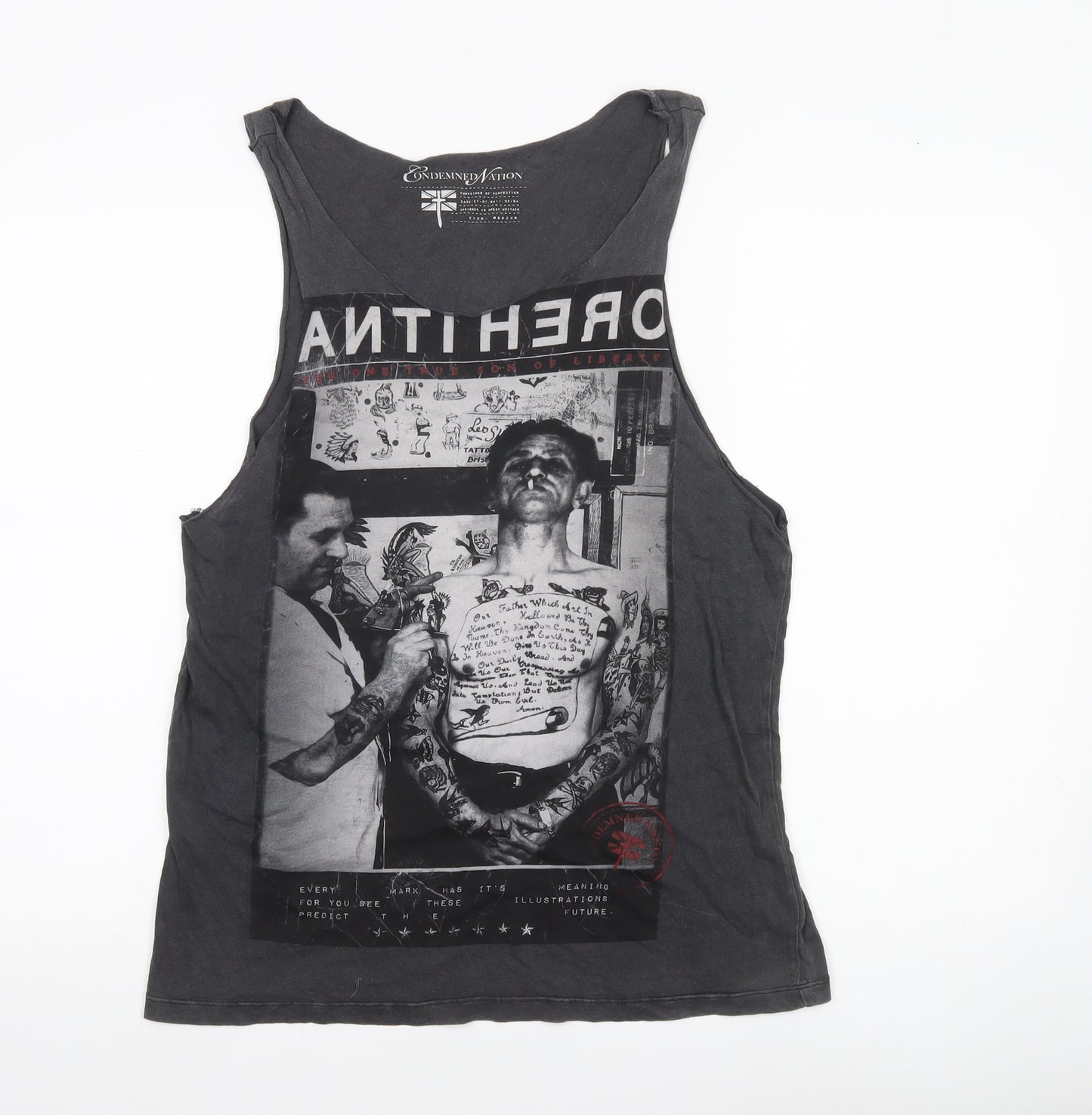 Condemned Nation Unisex Black Cotton Graphic Tank Top Size M