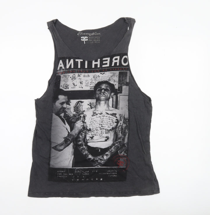 Condemned Nation Unisex Black Cotton Graphic Tank Top Size M
