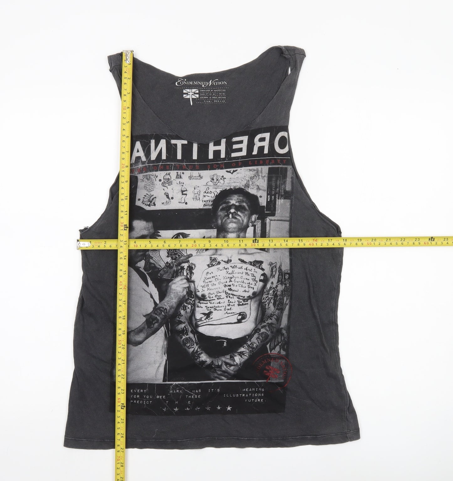 Condemned Nation Unisex Black Cotton Graphic Tank Top Size M