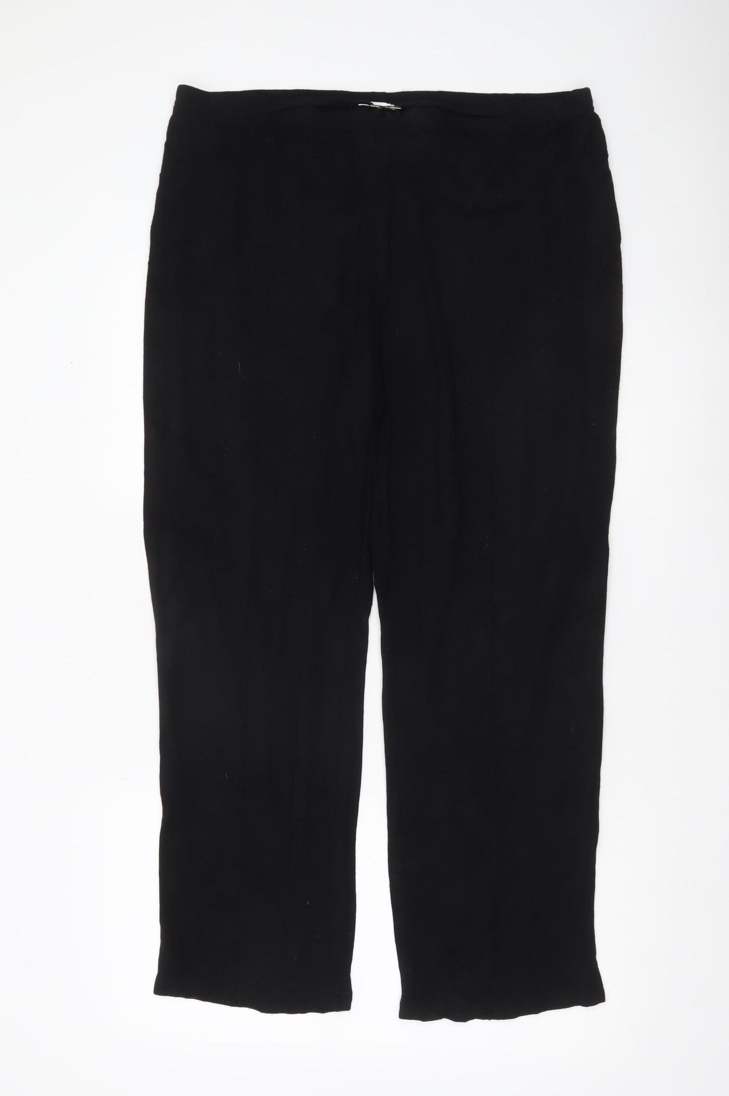 Roman Originals Women Black L Jersey Stretch Straight Leg Trousers