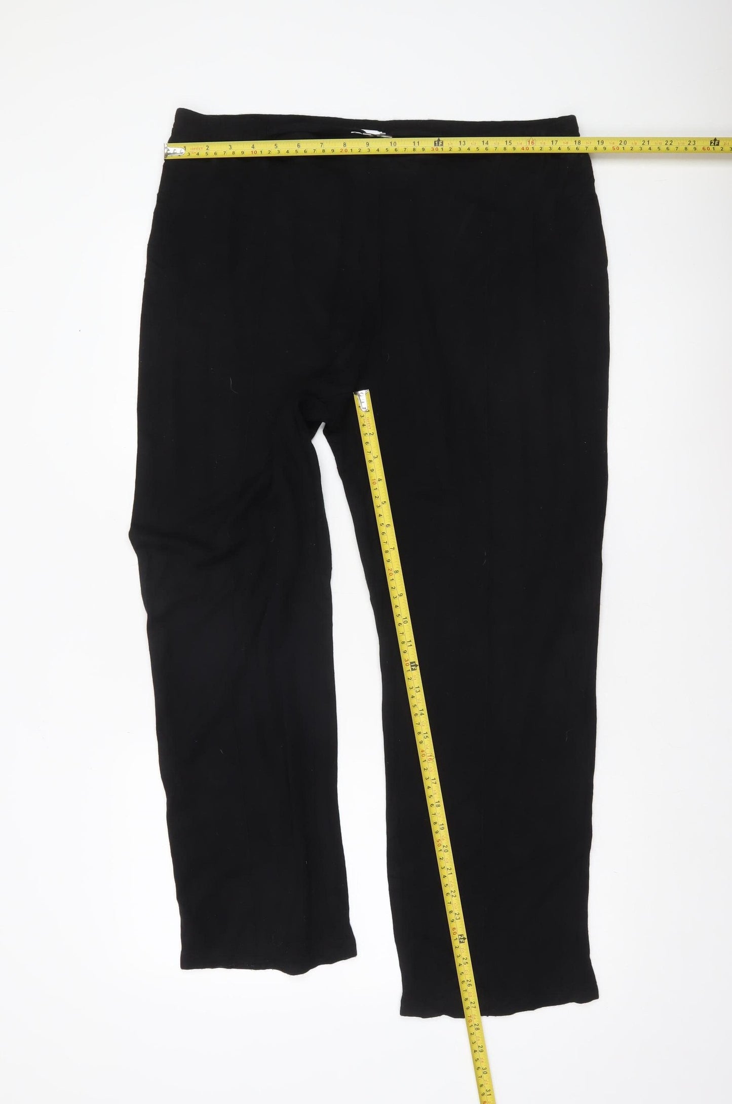 Roman Originals Women Black L Jersey Stretch Straight Leg Trousers