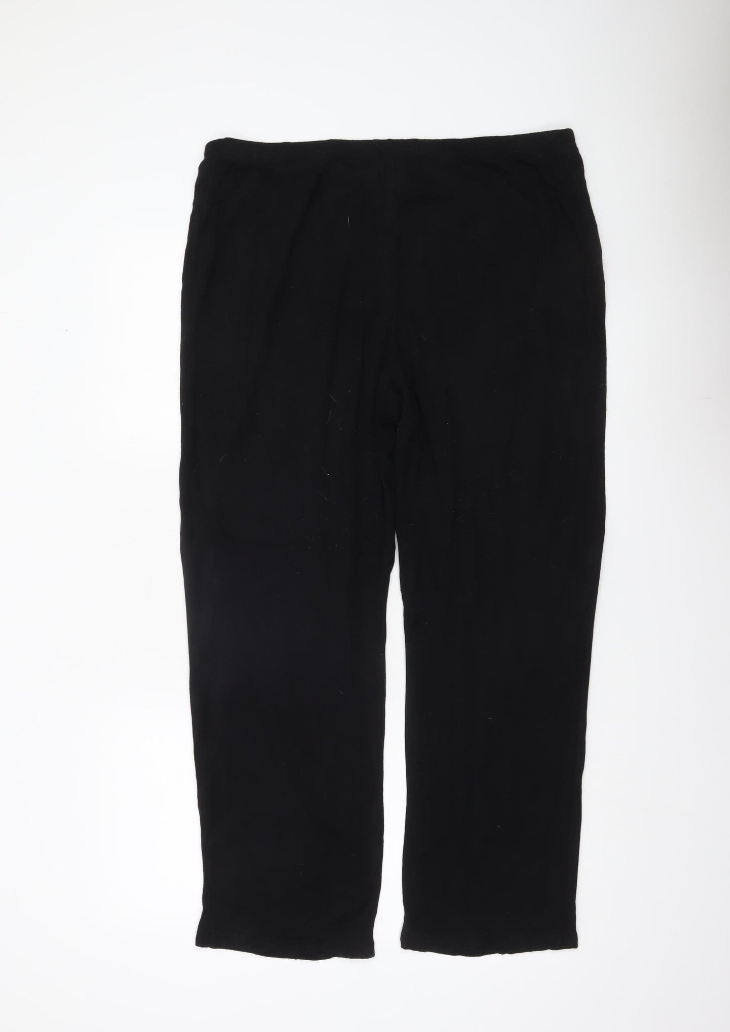 Roman Originals Women Black L Jersey Stretch Straight Leg Trousers