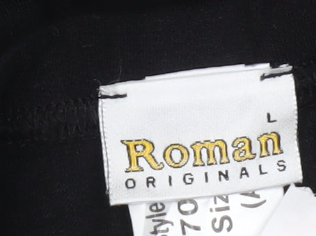 Roman Originals Women Black L Jersey Stretch Straight Leg Trousers