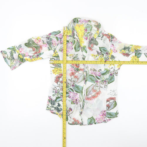 Cotton Daisy Womens Multicoloured Floral Blouse Size S 3/4 Sleeve Tunic