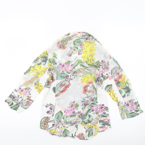 Cotton Daisy Womens Multicoloured Floral Blouse Size S 3/4 Sleeve Tunic