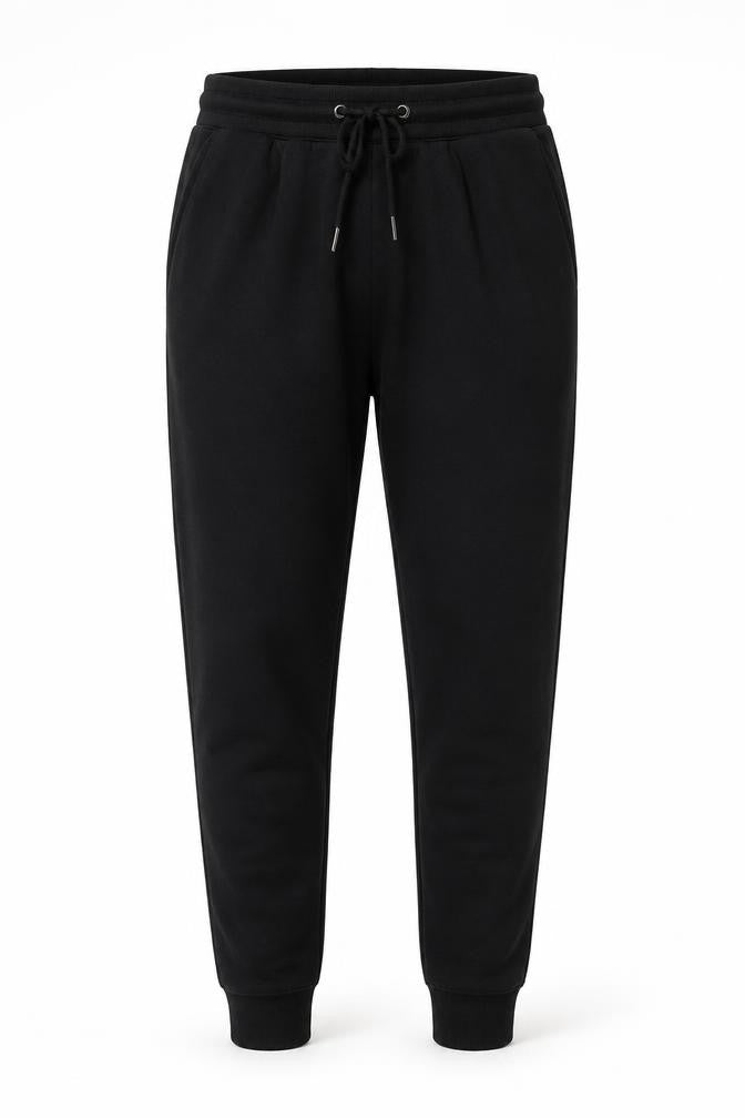 Front view of Jacamo Men’s Black Jogger Sweatpants, size 36, Regular Fit Tapered
