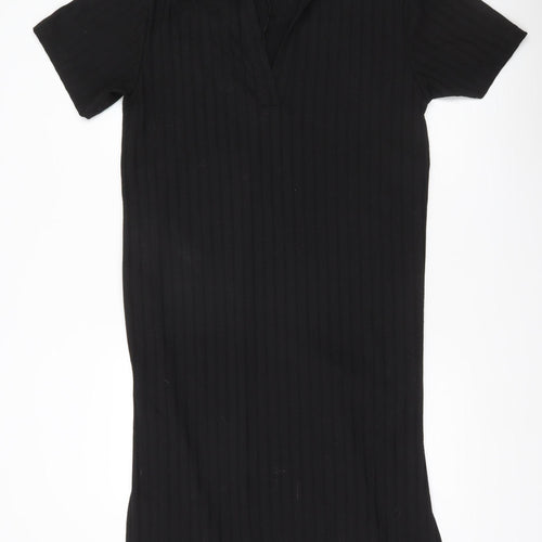 H&M Women’s Black XL Collared Shirt Dress Short Sleeve