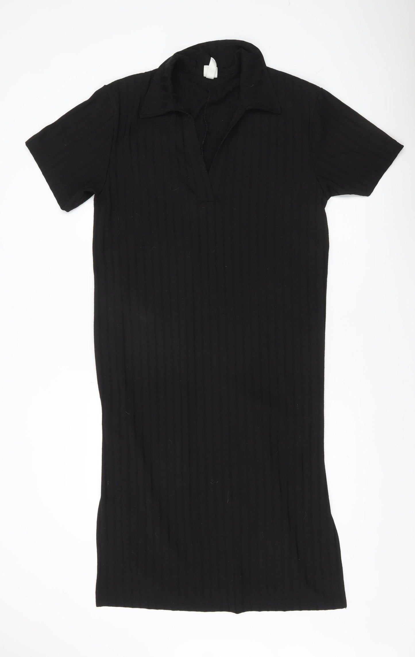 H&M Women’s Black XL Collared Shirt Dress Short Sleeve