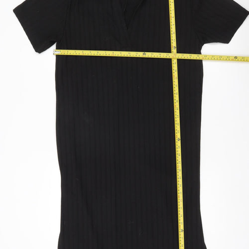 H&M Women’s Black XL Collared Shirt Dress Short Sleeve