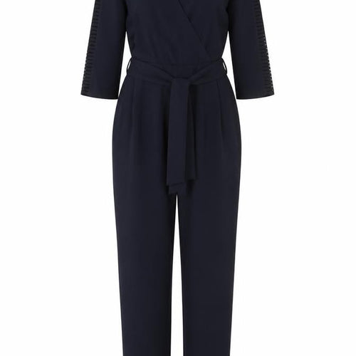 Zara Basic Women Black XS Jumpsuit 3/4 Sleeve V-Neck Belted Slim