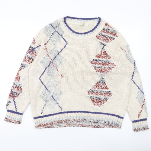 George Women’s Ivory Argyle Knit Pullover Jumper UK 12 Regular Fit
