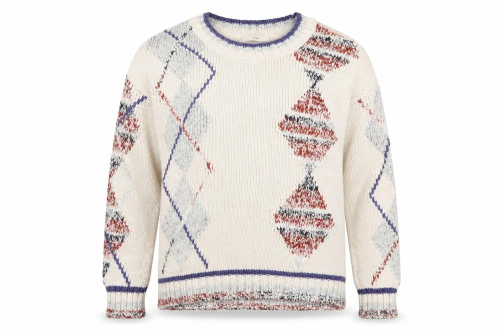 Front view of George Women’s Ivory Argyle Knit jumper UK 12 Regular Fit