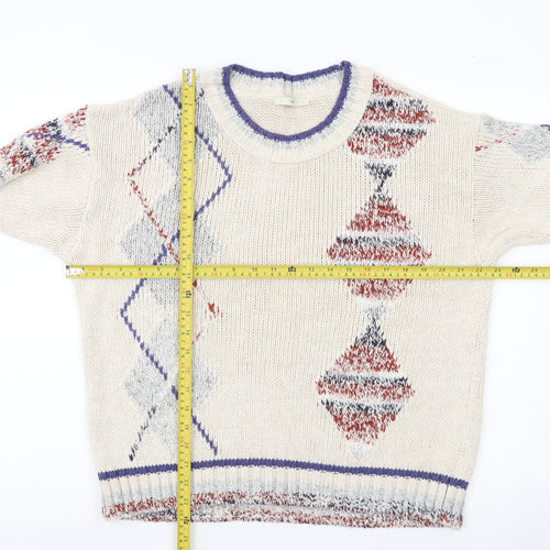 George Women’s Ivory Argyle Knit Pullover Jumper UK 12 Regular Fit