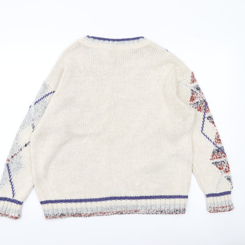 George Women’s Ivory Argyle Knit Pullover Jumper UK 12 Regular Fit
