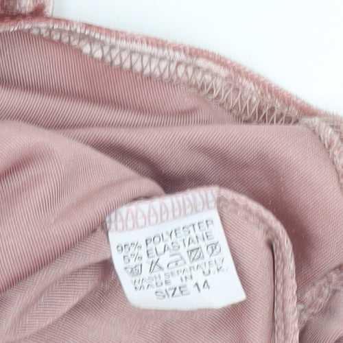 Evita Women’s Pink Velvet Sleeveless Bodysuit Size 14 Party