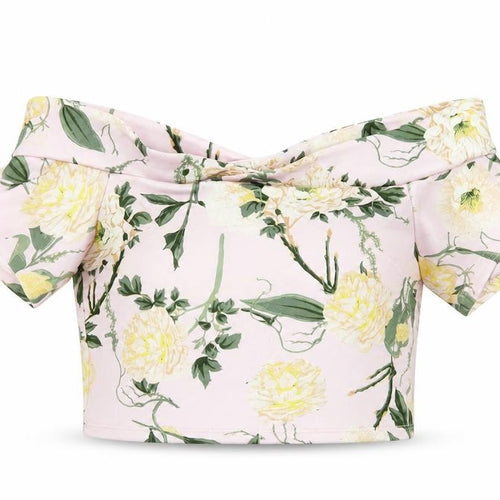 Miss Selfridge Women’s Pink Floral Off Shoulder Cropped Blouse UK 10