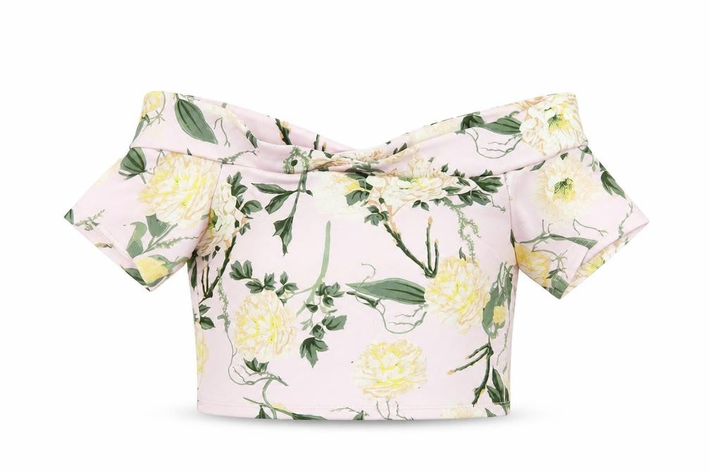 Miss Selfridge Women’s Pink Floral Off Shoulder Cropped Blouse UK 10