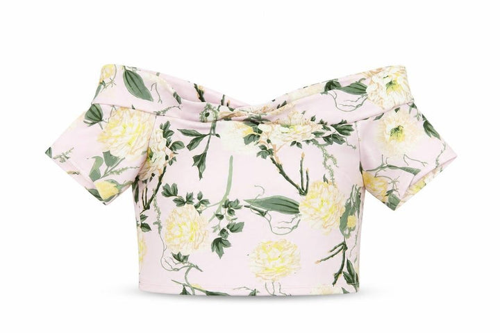 Miss Selfridge Women’s Pink Floral Off Shoulder Cropped Blouse UK 10