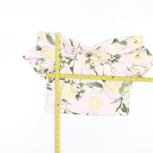 Miss Selfridge Women’s Pink Floral Off Shoulder Cropped Blouse UK 10