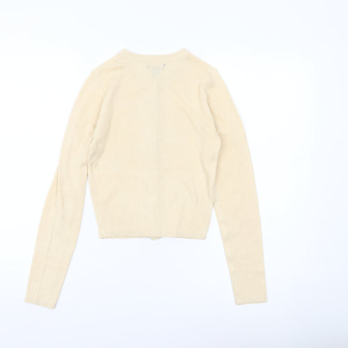 PrettyLittleThing Womens Beige XS Cardigan Crew Neck Knit Jumper