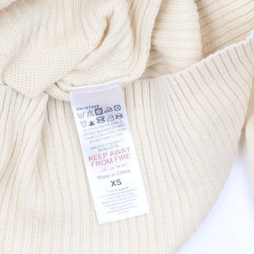 PrettyLittleThing Womens Beige XS Cardigan Crew Neck Knit Jumper