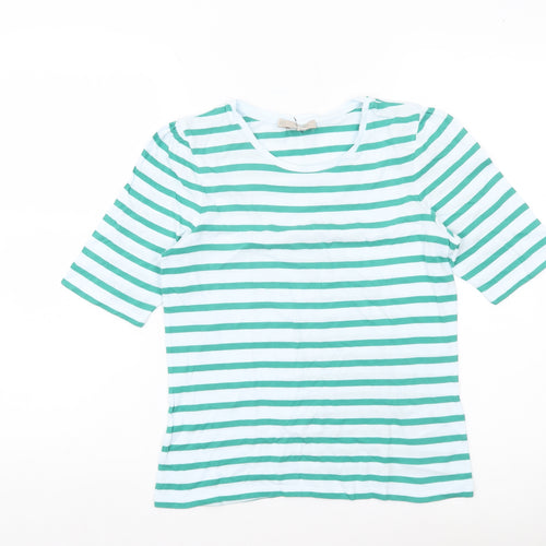 Hobbs Women’s XS Green White Striped Cotton Jersey T-Shirt