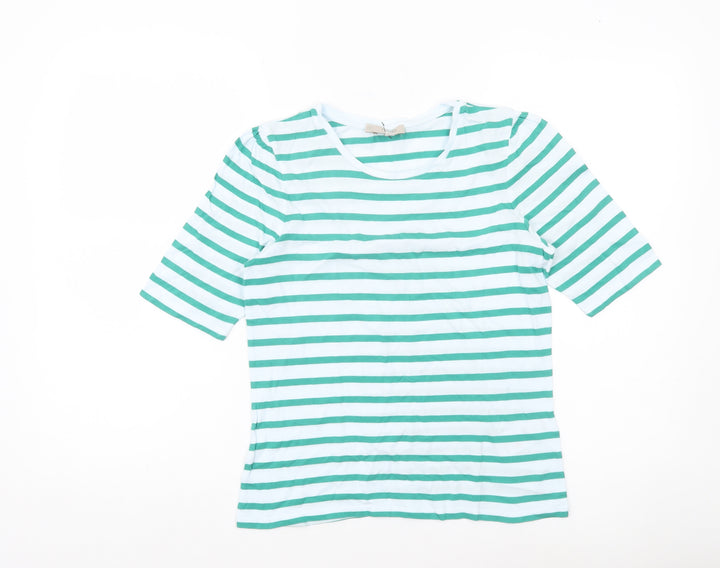 Hobbs Women’s XS Green White Striped Cotton Jersey T-Shirt