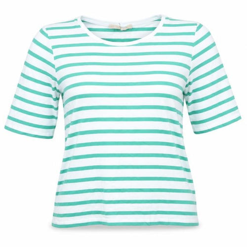 Hobbs Women’s XS Green White Striped Cotton Jersey T-Shirt