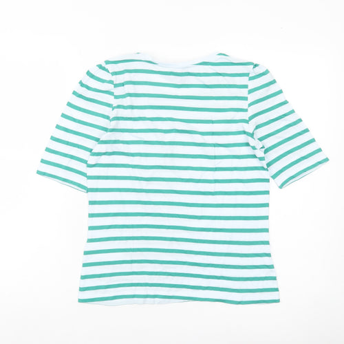 Hobbs Women’s XS Green White Striped Cotton Jersey T-Shirt