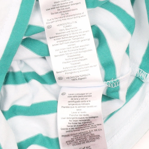 Hobbs Women’s XS Green White Striped Cotton Jersey T-Shirt