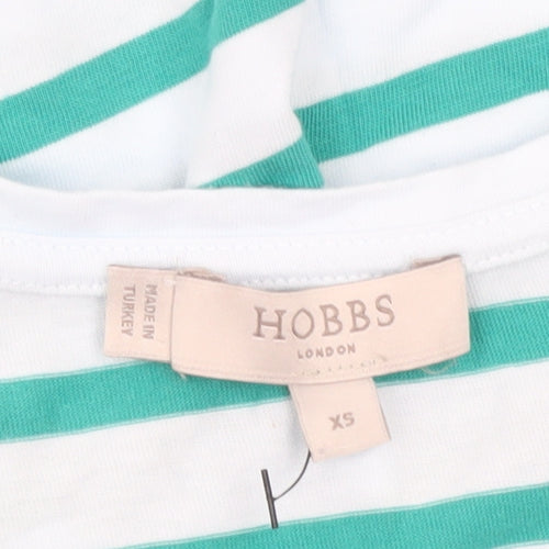 Hobbs Women’s XS Green White Striped Cotton Jersey T-Shirt