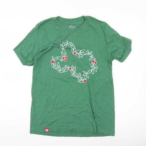 Tumbleweed TexStyles Men’s Green Graphic Flower Cotton Blend T-Shirt M