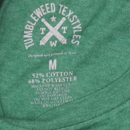 Tumbleweed TexStyles Men’s Green Graphic Flower Cotton Blend T-Shirt M