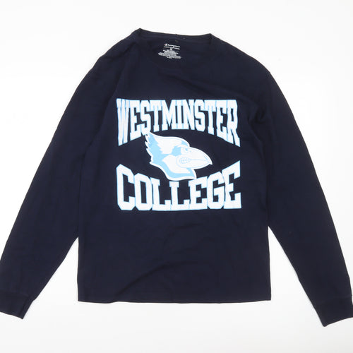 Champion Mens Blue M Long Sleeve Westminster College Graphic Shirt