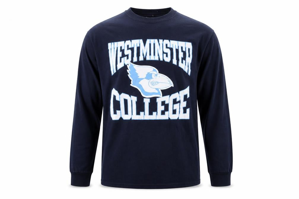 Champion Mens Blue M Long Sleeve Westminster College Graphic Shirt