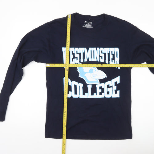 Champion Mens Blue M Long Sleeve Westminster College Graphic Shirt