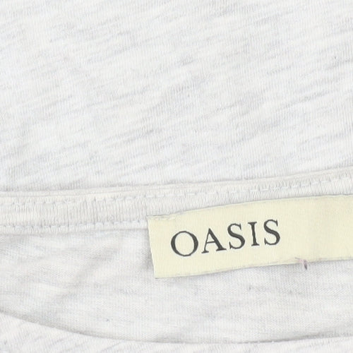 Oasis Womens Grey Floral Print Cotton T-Shirt UK M Casual Summer Tee