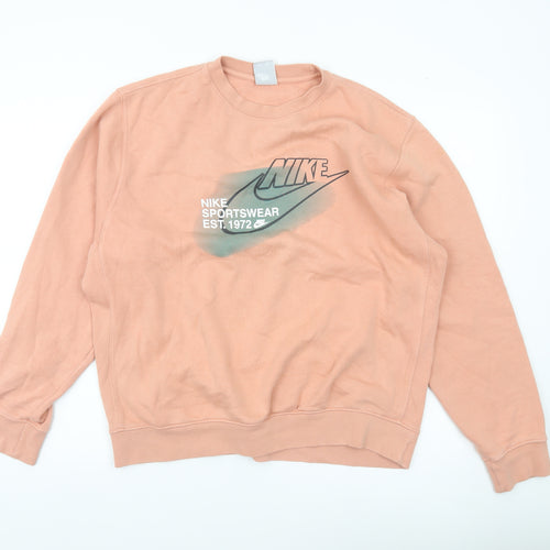 Nike Mens Pink M Pullover Sweatshirt Graphic Logo Sportswear