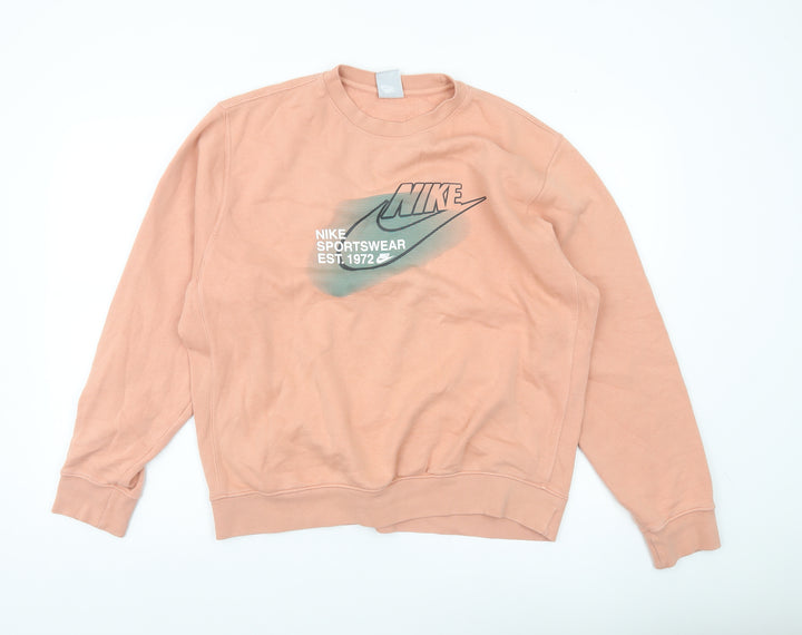 Nike Mens Pink M Pullover Sweatshirt Graphic Logo Sportswear