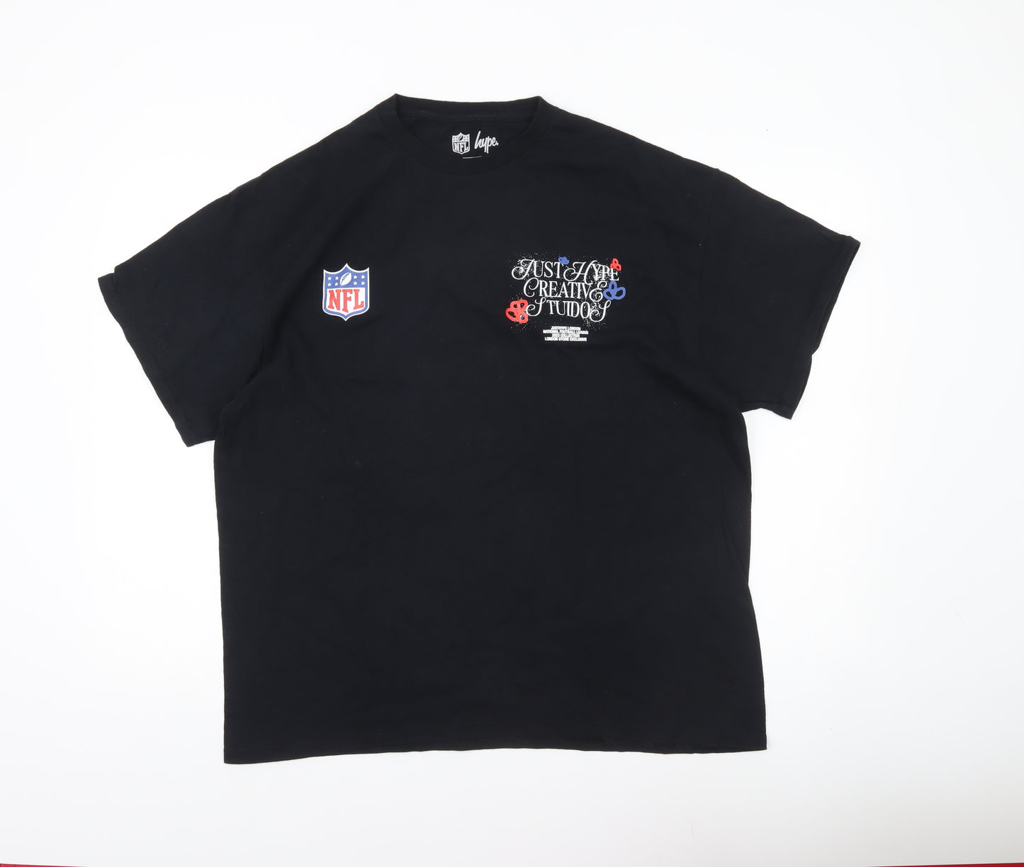 Hype Men’s Black NFL Graphic Print T-Shirt XL Short Sleeve