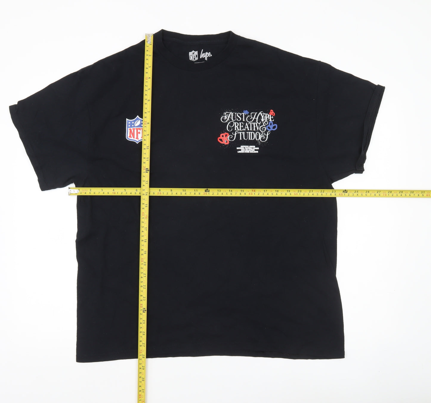 Hype Men’s Black NFL Graphic Print T-Shirt XL Short Sleeve