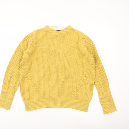 Marks and Spencer Women’s Yellow Cotton Mock Neck Jumper Size S