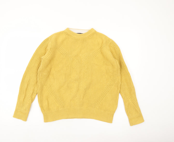 Marks and Spencer Women’s Yellow Cotton Mock Neck Jumper Size S