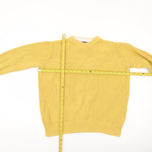 Marks and Spencer Women’s Yellow Cotton Mock Neck Jumper Size S