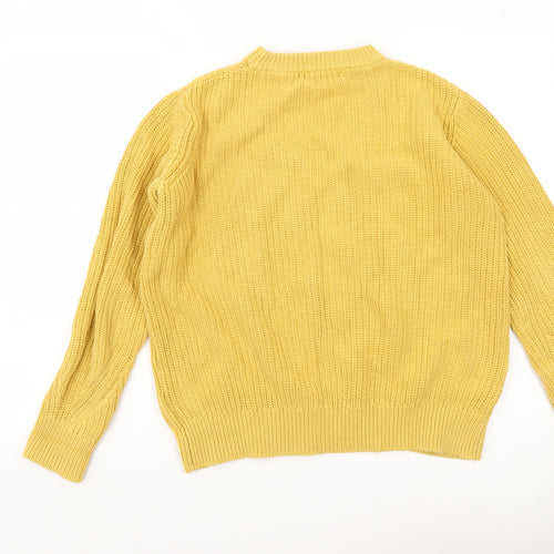Marks and Spencer Women’s Yellow Cotton Mock Neck Jumper Size S