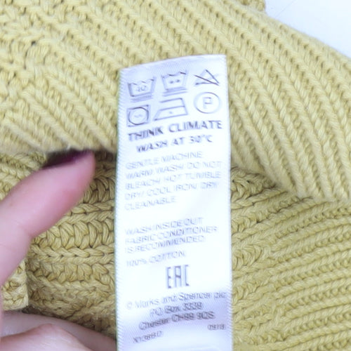 Marks and Spencer Women’s Yellow Cotton Mock Neck Jumper Size S